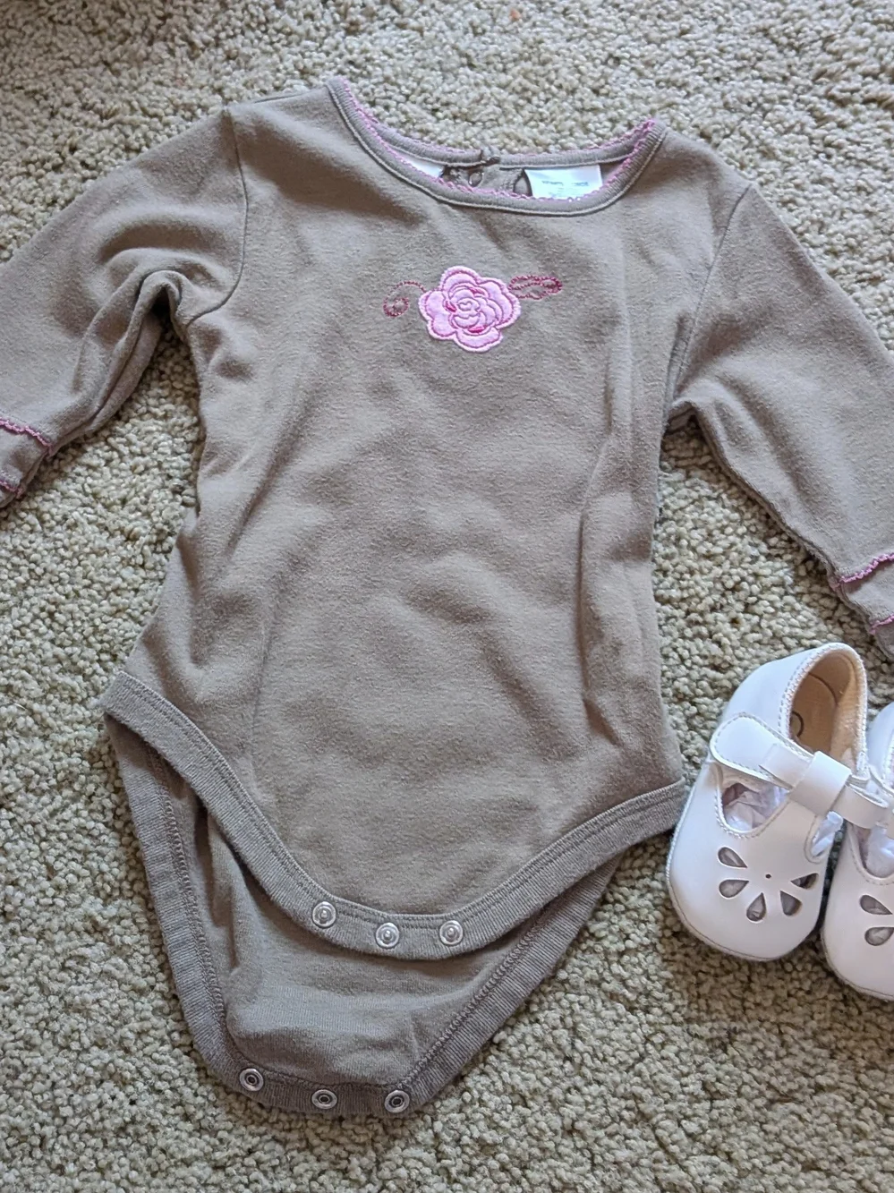 Vintage Y2K Faded Glory Infant Onesie & Mary Jane Shoes Set 🌸